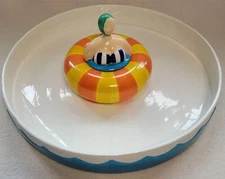 Vintage Daniel Dela Cruz Enesco Women In Swimsuit Pool Chip And Dip Set Beach