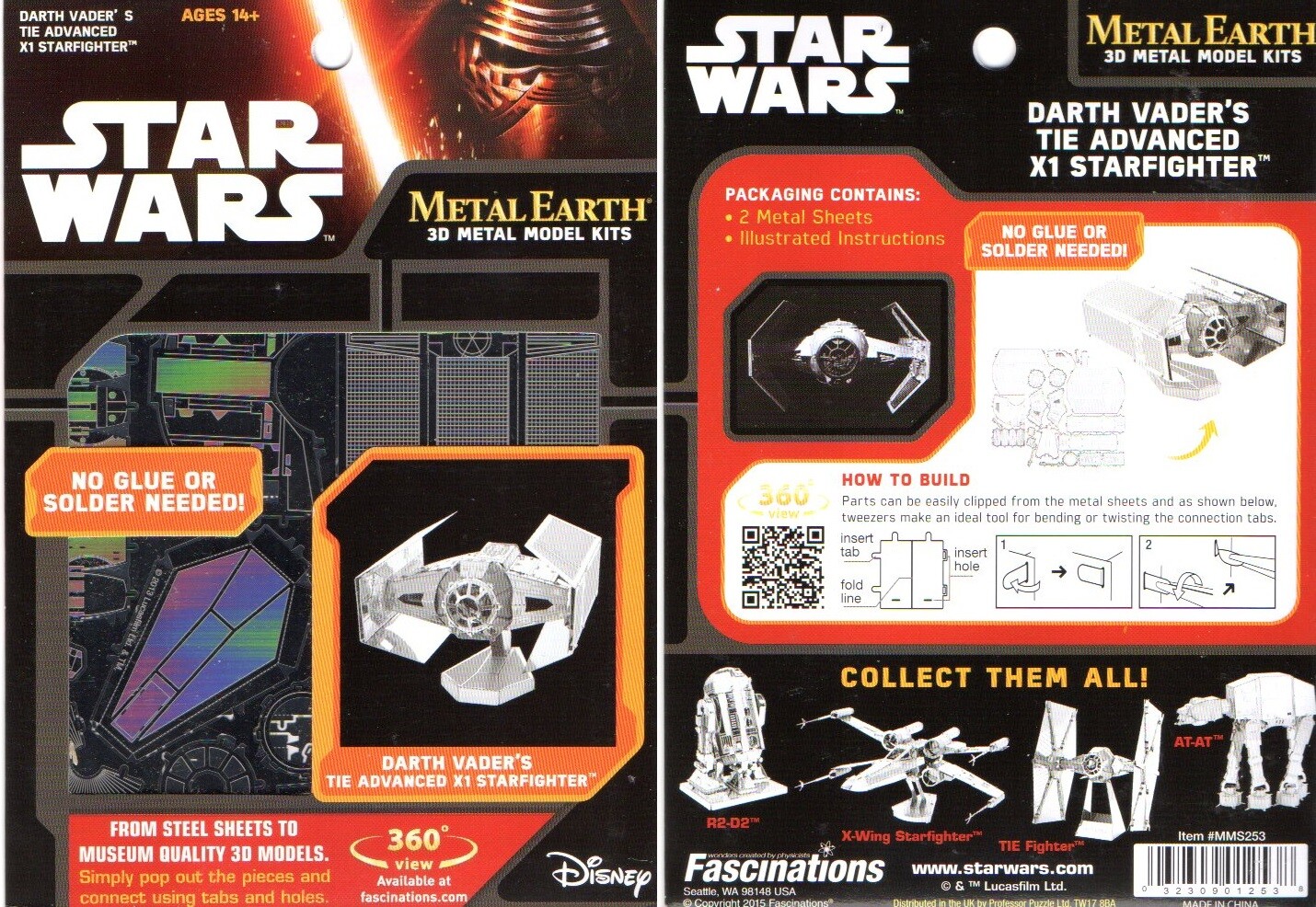 METAL EARTH MMS253 Star Wars Darth Vaders TIE Fighter