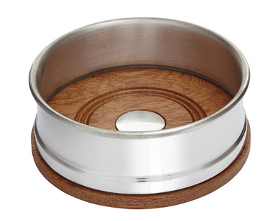 Kleine Flaschenuntersetzer aus Holz und Zinn - WC01