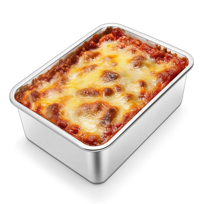 Homikit 1 Pack Lasagna Pan 3 Inch Deep 9X13 Stainless Steel Large Baking Dish