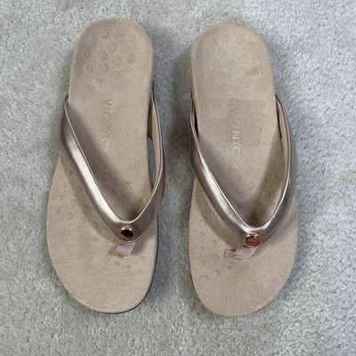 Vionic Davina Flip Flop Sandals Womens 10 Rose Gold Thongs *scratched*