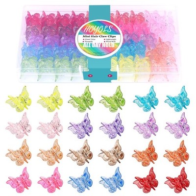 Hoyols Glitter Butterfly Hair Clips, 90s 1 Count (Pack of 48), Sparkle Candy