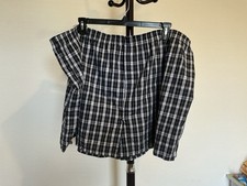 New Men  s JOCKEY Waistband Cotton Navy/gray Plaid Sleepwear Short Size 5XL/56-58