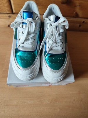 Graceland Chunky Sneaker Turnschuhe Weiß Metallic Blau Grün 40 