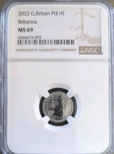 2022 £10 Great Britain NGC MS69 1/10 oz .999 Platinum Britannia