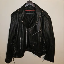 Echtes Leder Genuine Leather Heavy Motorcycle Jacket Men's Size XXL Vintage
