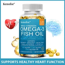 Triple Strength Omega 3 Fish Oil SUPPORTS HEART HEALTHY with EPA DHA Fatty Acids
