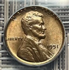 1951 Lincoln Wheat Cent, ANACS MS63 RB