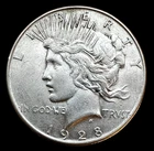US 1928 S Peace Silver Dollar AU Better Date San Francisco