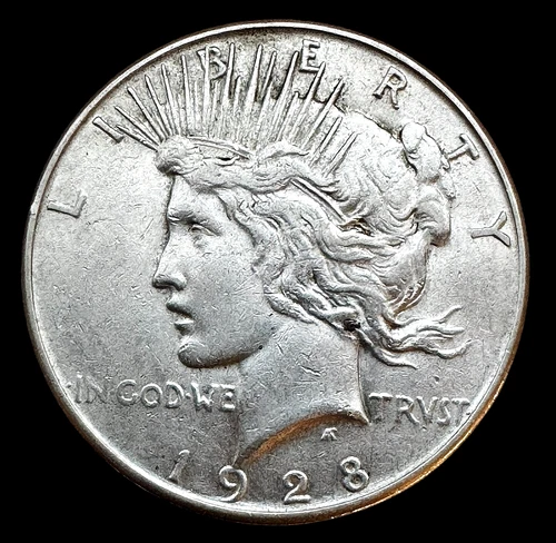 US 1928 S Peace Silver Dollar AU Better Date San Francisco
