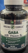 Amazing Formulas GABA 500Mg per Serving 200 Veggie Capsules Supplement | Non-Gmo