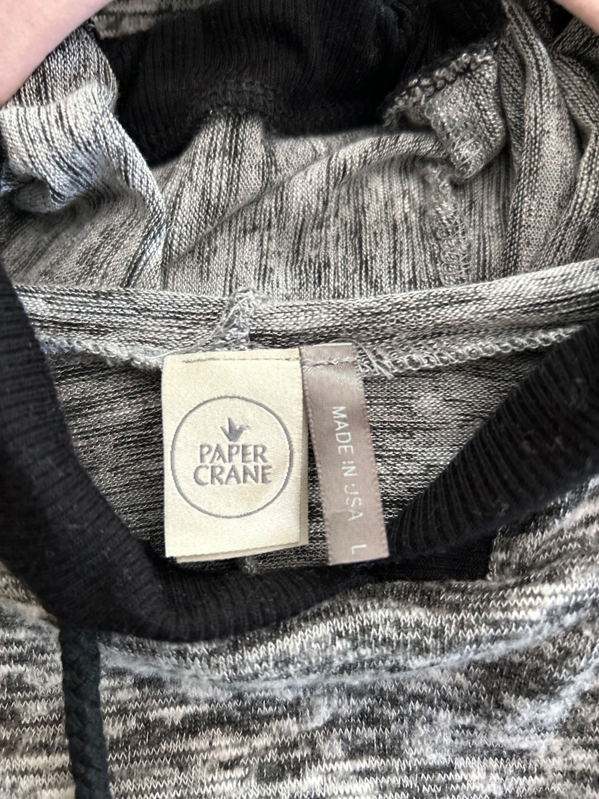 Paper Crane Hoodie String Drawstring Heather Gray… - image 5