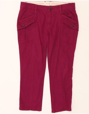 White Stuff Womens Crop Straight Casual Trousers UK 10 Small W32 L23 Pink JY03