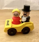 Vintage Fisher Price Little People Lot Taxi Cab Driver And Mayor As Passenger