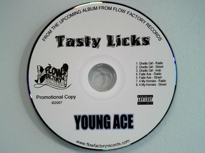 YOUNG ACE   Tasty Licks CD 2007 Promotional Hip Hop Flow Factory Records