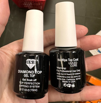 HNS Diamond Soak Off Gel Dipping System  Top No Wipe 15ml 0.5oz - 2 Bottles