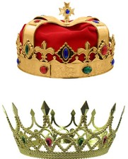 Adult Royal King And Queen Crowns Queen Regal Jeweled Gold Crowns Hat Halloween