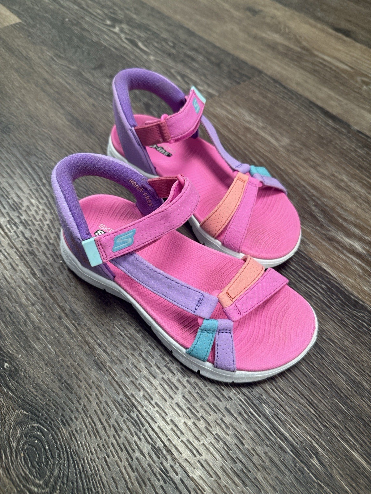 SKECHERS Sup-Ins Slip-ins Kids Strappy Sandals Pink Purple Blue Hook & Loop