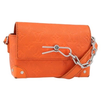 LOUIS VUITTON Taurillon Clemence Steamer Wearable Wallet Bag Orange Auth 156540