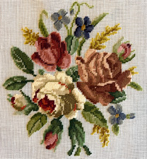 Vintage Preworked Decorator Needlepoint Canvas Floral Rose Dritz Design 10 x 11