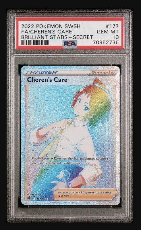 PSA 10 Cheren's Care (Secret) 177/172 Swsh09: Brilliant Stars Holo