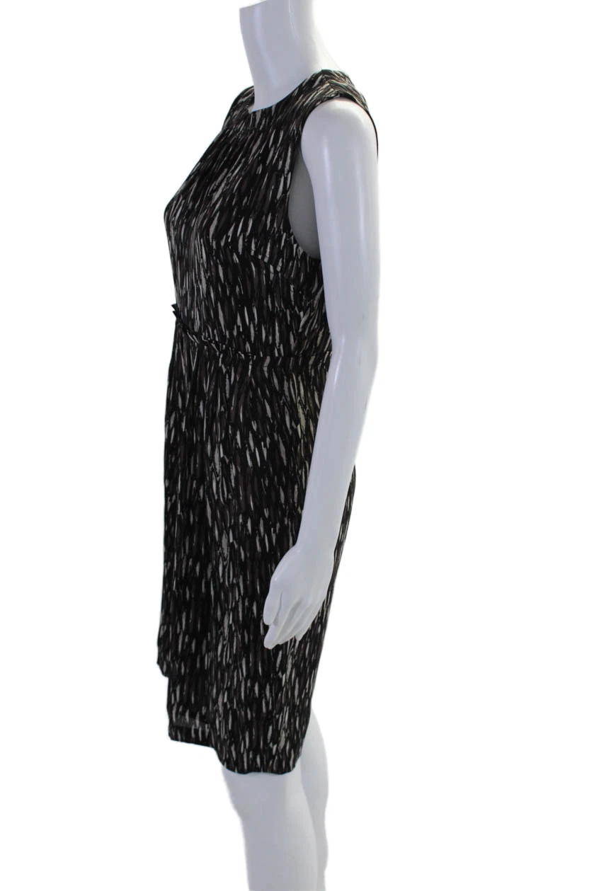 Abito donna Tory Burch seta astratto girocollo senza maniche zip nero taglia 6