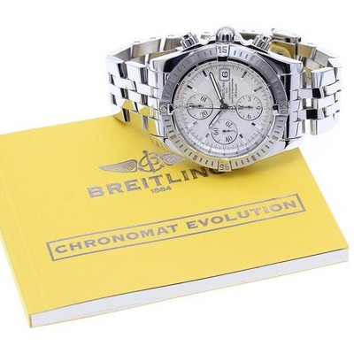BREITLING CHRONOMAT EVOLUTION A13356 43mm SS Silver Dial Automatic #C367