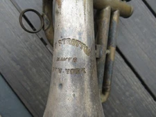 1870's John F. Stratton New York antique cornet brass Custer era