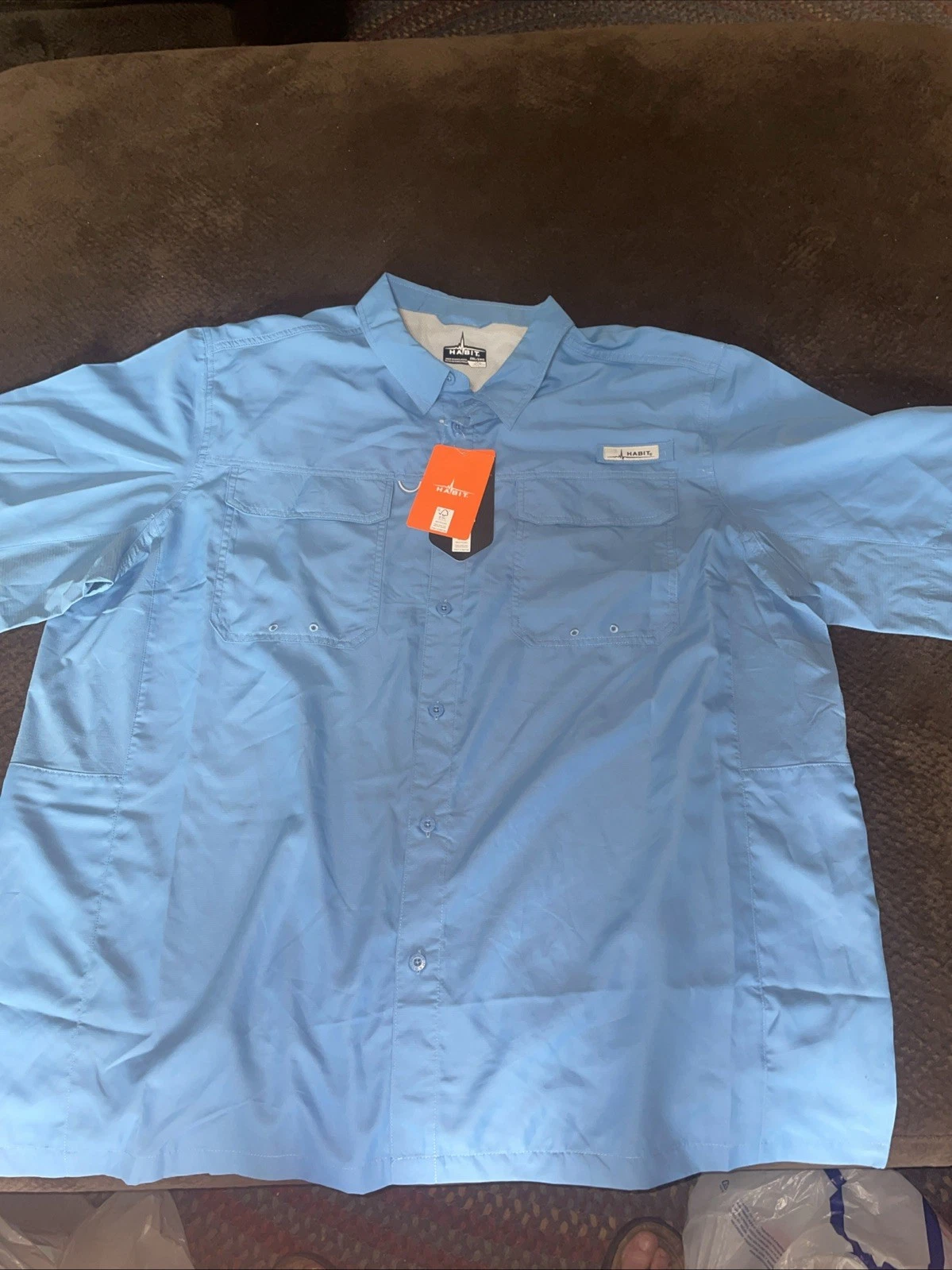 NWT HABIT Men’s 2XL Blue Short Sleeve River Shirt Outdoor Camping C5