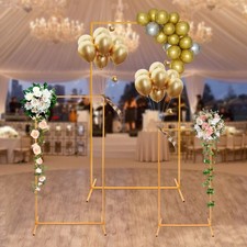 Set of 3 Metal Backdrop Stand, Rectangular Balloon Frame, Gold Backdrop Decor