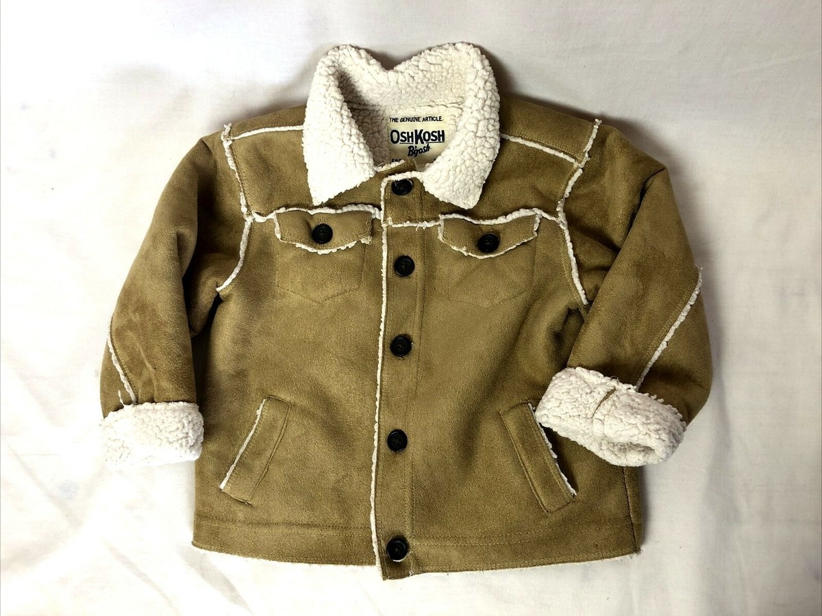 Oshkosh B'gosh Faux Suede & Sherpa Tan Jacket Toddler Size 24 mo