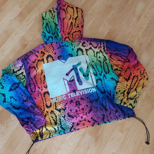MTV Music Television Women's Size Large Hoodie 1/4 Zip front pouch pocket READ - Picture 2 of 13