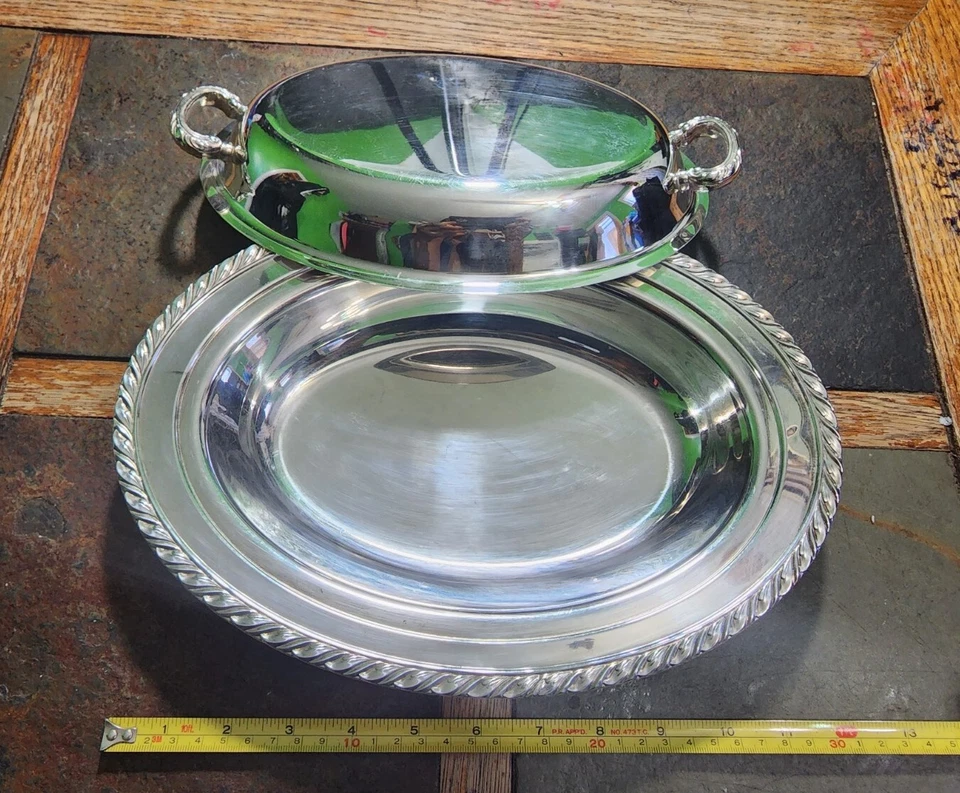 ¡BONITO! DE COLECCIÓN WM A ROGERS PLATO/TAZÓN PARA SERVIR VERDURAS CUBIERTO PLATEADO  Foto 3 de 4