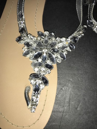 David's Bridal DB Studio Gemma Bridal Flip Flop Sandals Silver Bling Size 7m - Picture 2 of 4