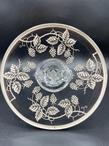 Vintage Art Deco New Martinsville Janice Glass Candlesticks w/ Silver Overlay - Picture 7 of 7