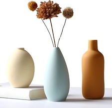 Ceramic Vase Set of 3, Minimalistic Style Vases for Rustic Decor-Multicolor