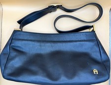 Vintage Entienne Aigner Black Leather Shoulder Bag - Double Compartment