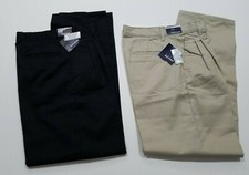 Boy Basic Editions Black- Khaki Stain Resistant Pleated Front School Pants 12 16