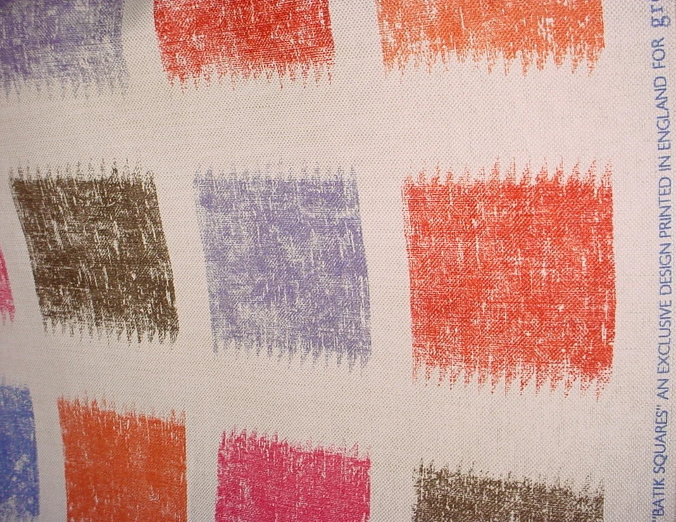 4-3/4Y Groundworks 2422-GWF Batik Squares Printed LinenDrapery Upholstery Fabric - Image 2 of 4