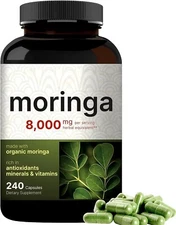 Organic Moringa Oleifera 8000mg Antioxidant 240 Caps Non GMO/Gluten Free