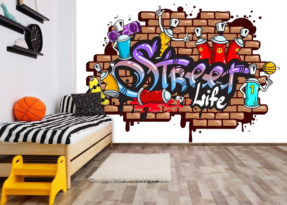 JINHECH papier peint panoramique 3D Graffiti voiture de sport artistique beauté photo murales peinture murale interieur Auto-adhésif poster geant décor mural moderne 200x140cm