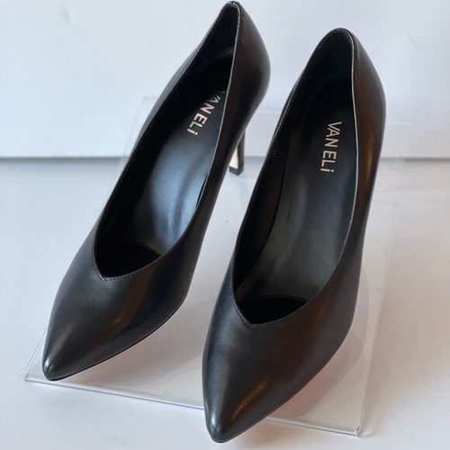 NWT! ($150) VANELi Black Leather Pumps Heels Pointed Toe Stiletto Heels, Sz 10M - Picture 8 of 8
