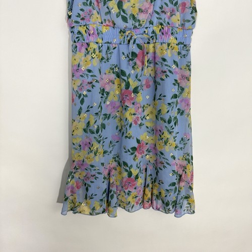 Trixxi Girl Big Girl’s Size 14 Blue Floral Print Woven Short Sleeve Party Dress - Picture 3 of 10