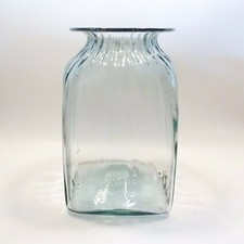 GORGEOUS HAND BLOWN LIGHT AQUA BLUE GLASS VASE RIPPLED EFFECT GORGEOUS 9 7/8"