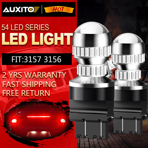 2x 45 SMD 3157/4157 AMBER LED Bulbs - Turn Signal, Tail, Brake Light Replacement (3528 Chip)