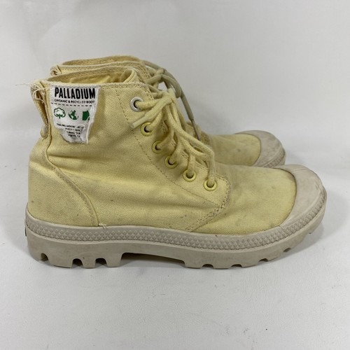 Palladium Womens Pampa Hi Organic Boots Size 6 Yellow Ankle Lace Up Recycled - Picture 3 of 10