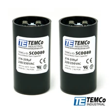 TEMCo 216-259 uf/MFD 220-250 VAC volts Round Start Capacitor 50/60 Hz -Lot-2