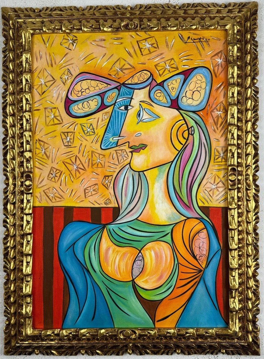 Pablo Picasso アクリル・ガッシュ作品 Pablo Picasso (Handmade) Oil On Canvas Painting Framed