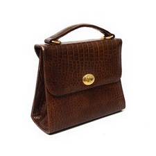 Vintage Tianni Crocodile Embossed Vegan Leather  Top Handle Versailles Handbag