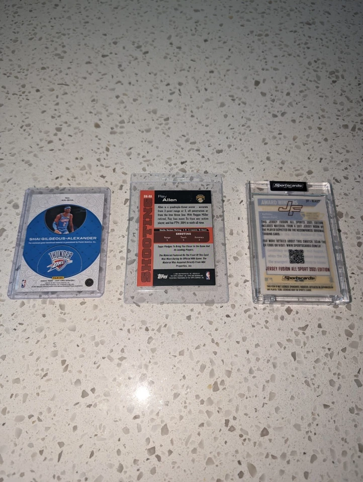 (3x) Lote de parche GU de 3 colores de Ronald Acuña. Ray Allen GU 2005 Bowman GU Shai GU Foto 2 de 4